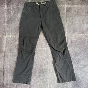 Men's Carhartt Dark Gray Double Knee Front Canvas Relaxed Fit Pants Sz 32 X 32